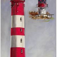 Klausewitz Original Acrylgemälde Leinwand Keilrahmen Amrumer Leuchtturm mit Quermarkenfeuer - 30 x 60 cm Bild 1
