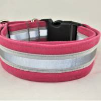 Hundehalsband "Nightwalk" pink verstellbar mit Reflektoren und Klickverschluss Kunststoff o. Metall Bild 1