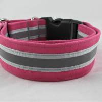 Hundehalsband "Nightwalk" pink verstellbar mit Reflektoren und Klickverschluss Kunststoff o. Metall Bild 2