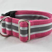 Hundehalsband "Nightwalk" pink verstellbar mit Reflektoren und Klickverschluss Kunststoff o. Metall Bild 3