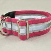 Hundehalsband "Nightwalk" pink verstellbar mit Reflektoren und Klickverschluss Kunststoff o. Metall Bild 4