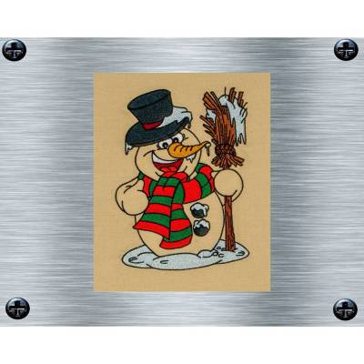 Stickdatei Schneemann mit Besen Bunt - 4 Größen ab 10 x 13 cm - Winterliche Stickmotive, Wintermotiv,digitale Stickdatei