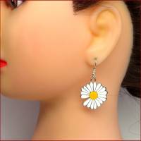 ❋ Ohrhänger "Daisy  Gap" L/M Gänseblümchen mit Lücke,  weiß gelb, versilbert, Emaille ❋ Bild 2