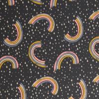 17,90 Euro/m  Nano Softshell Fiete mit Regenbogen und Regentropfen in anthrazit Bild 1