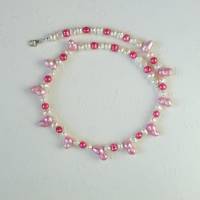 Perlenkette aus weißen, rosa und pinkfarbenen Perlen Bild 3