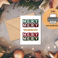 Merry Christmas Karte zum ausdrucken, Weihnachtskarte Din A6, Download Datei Bild 1