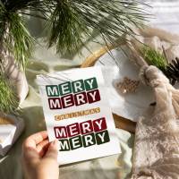 Merry Christmas Karte zum ausdrucken, Weihnachtskarte Din A6, Download Datei Bild 2