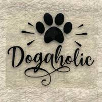 Bügelbild - Spruch "Dogaholic" mit Pfote - viele mögliche Farben Bild 1
