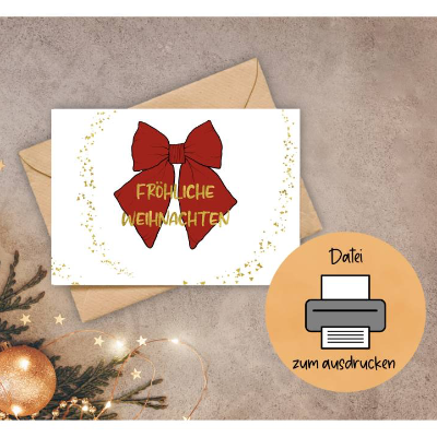 Fröhliche Weihnachten Karte zum ausdrucken, Weihnachtskarte Din A6, Download Datei