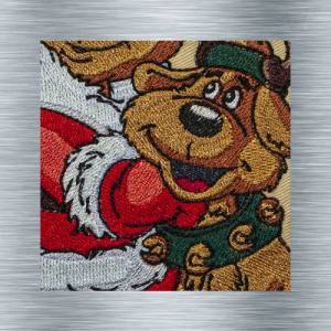 Stickdatei Weihnachtsbärli mit Hund als Elch Bunt+Uni - 13 x 18 Rahmen - Weihnachtsstickerei, weihnachtliche Stickdatei Bild 2