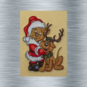 Stickdatei Weihnachtsbärli mit Hund als Elch Bunt+Uni - 13 x 18 Rahmen - Weihnachtsstickerei, weihnachtliche Stickdatei Bild 3