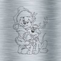 Stickdatei Weihnachtsbärli mit Hund als Elch Bunt+Uni - 13 x 18 Rahmen - Weihnachtsstickerei, weihnachtliche Stickdatei Bild 4