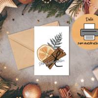 Schöne Weihnachten Karte zum ausdrucken, Weihnachtskarte Din A6, Download Datei Bild 1