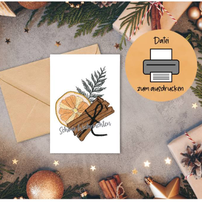 Schöne Weihnachten Karte zum ausdrucken, Weihnachtskarte Din A6, Download Datei