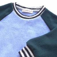 Kinderpullover, Kaschmir + Wolle, dunkelgrün hellblau, 80 86, Upcycling, Unikat Bild 3
