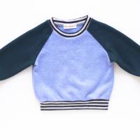 Kinderpullover, Kaschmir + Wolle, dunkelgrün hellblau, 80 86, Upcycling, Unikat Bild 5