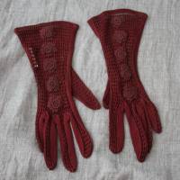 kleine dunkelrote Spitzen Handschuhe Vintage Bild 2