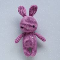 Häkeltier Amigurumi Häkelhase Hase Mini lila aus Baumwolle Handarbeit tolles Geschenk für Kinder Bild 8
