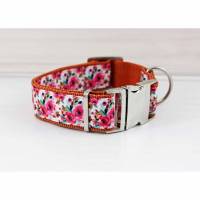 Hundehalsband mit Blumen, rosa und türkis, Blüten, Hund, Haustier, Welpe, romantisch, floral Bild 1