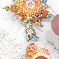 lässige florale ohrringe, geschenk, brautschmuck, keramik, glasperlen, orange, blau Bild 6