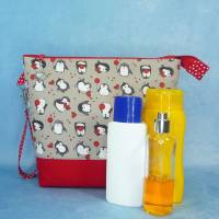 Projekttasche M mit verliebten Pinguinen | Handarbeitstasche mit Reißverschluss | Strickbeutel für unterwegs | Geschenk Bild 3