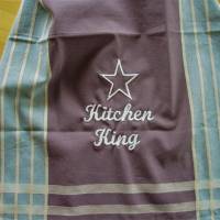 Geschirrtuch Kitchen King in braun mit Streifen bestickt von Hobbyhaus Bild 1