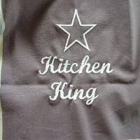 Geschirrtuch Kitchen King in braun mit Streifen bestickt von Hobbyhaus Bild 3