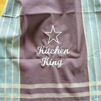 Geschirrtuch Kitchen King in braun mit Streifen bestickt von Hobbyhaus Bild 4