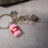 Stricken Wolle Schlüsselanhänger  Häkeln  rosa Wolle Bild 2