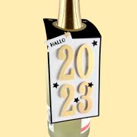 Flaschenanhänger Silvester 2024 für große Wein- und Sektflaschen Bild 1