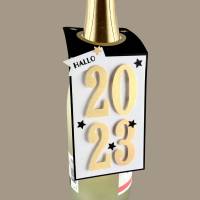 Flaschenanhänger Silvester 2024 für große Wein- und Sektflaschen Bild 2