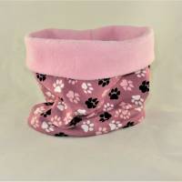 Hundeloop "Paws" Hundeschal Bandana Loop Schal Halssocke für Hunde rosa weich wärmend mit Fleece Fütterung Bild 1