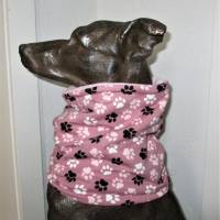 Hundeloop "Paws" Hundeschal Bandana Loop Schal Halssocke für Hunde rosa weich wärmend mit Fleece Fütterung Bild 3