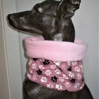Hundeloop "Paws" Hundeschal Bandana Loop Schal Halssocke für Hunde rosa weich wärmend mit Fleece Fütterung Bild 4