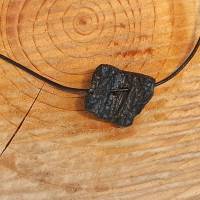 Lederbandkette - zum Beduften- mit schwarzem Lava-Trommelstein Freiform unisex Bild 2