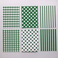 Stanzteile Rechteck 6 Stück, kleine Karten grün/weiß gemustert, Tonpapier 130 g, Kartenaufleger, zum Kartenbasteln Bild 1