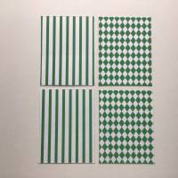 Stanzteile Rechteck 6 Stück, kleine Karten grün/weiß gemustert, Tonpapier 130 g, Kartenaufleger, zum Kartenbasteln Bild 4