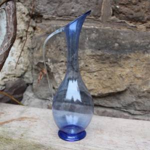 filigrane Vase Krug blaues Glas mundgeblasen Lauscha 70er Jahre Vintage DDR Bild 1
