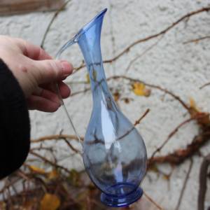 filigrane Vase Krug blaues Glas mundgeblasen Lauscha 70er Jahre Vintage DDR Bild 4