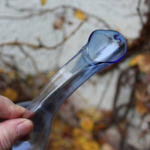 filigrane Vase Krug blaues Glas mundgeblasen Lauscha 70er Jahre Vintage DDR Bild 5