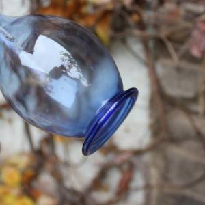 filigrane Vase Krug blaues Glas mundgeblasen Lauscha 70er Jahre Vintage DDR Bild 6