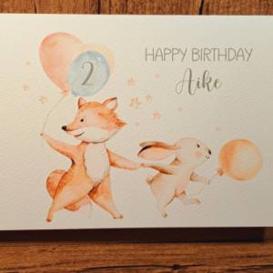 Geburtstagskarte für Kinder personalisiert, Happy Birthday Karte Baby, Glückwunschkarte Kleinkind, niedliche Kindergebur Bild 1