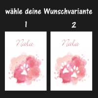Pfotenabdruck Poster | mit Pfotenabdruck und Name deines Hundes - pink rosa, Farbklecks Watercolor - Digitaldruck Bild 4