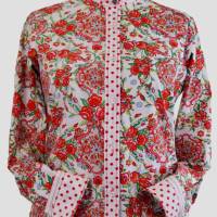 Damen Hemdbluse | Florale Print in Weiß/Rot/Grün | Bild 1