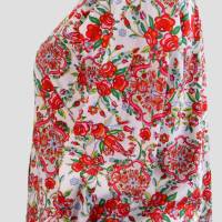 Damen Hemdbluse | Florale Print in Weiß/Rot/Grün | Bild 2