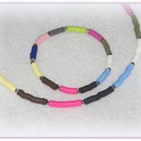 Armband elastisch oder Kette oder als Set aus HeishiPerlen bunt, Schmuckset Halskette und Armband Bild 1