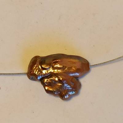 Zierliche Kurzkette mit Keshi-Perle kupferfarben