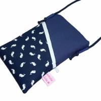 Handytasche zum Umhängen Umhängetasche dunkelblau maritim handmade aus Baumwollstoff 2 Fächer Farb- und Musterauswahl Bild 5