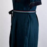 Damen Leinenkleid in Dunkel Petrol Farbe Bild 2