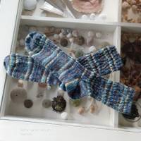 Socken handgestrickt mit elastischem Muster, Größe 44/45, Wollsocken, bunt Bild 1